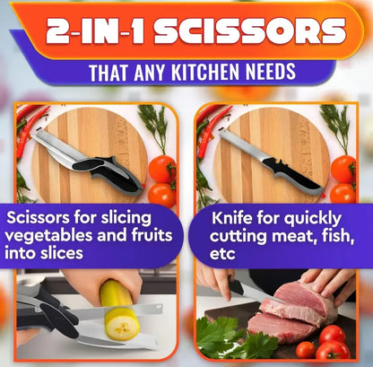 ✂️ 50% OFF 2-in-1 Kitchen Scissors – Heavy-Duty Food Cutter with Built-In Cutting Board