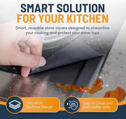 ♻️ Reusable Gas Stove Burner Liners – Cut-to-Fit Stove Protector Mats