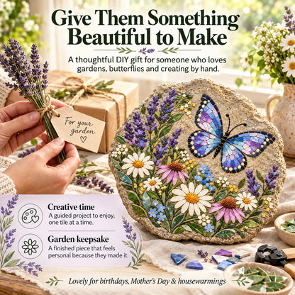 ⏳ Last Day 49% OFF – 🦋 Beginner-Friendly Butterfly Wildflower Mosaic DIY Kit | Complete Kit with Pre-Cut Tiles, Adhesive, Grout, Tools & Guide 🌼