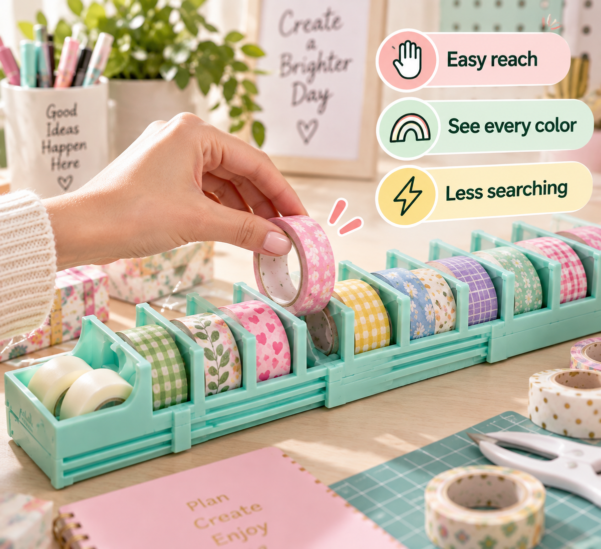 ✨ Multi-Roll Tape Dispenser – Washi Tape Organizer for Crafts, Journaling & Gift Wrapping