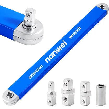 Offset Extension Wrench, Impact Ready Wrench Extender, with 1/2", 1/4" and 3/8" Square Drive Adapters