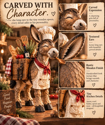 🫏 The Stubborn Little Chef — Carved Kitchen Donkey Figurine 🎁