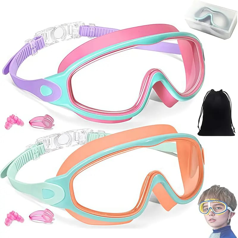 MARISUN Kids Swim Goggles 2-Pack | Ages 3-15 | Anti-Fog UV Protection | HD Clear Vision