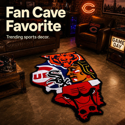 Illinois Chicago All-Team Hand-Tufted Area Rug 🐂🐻⚾
