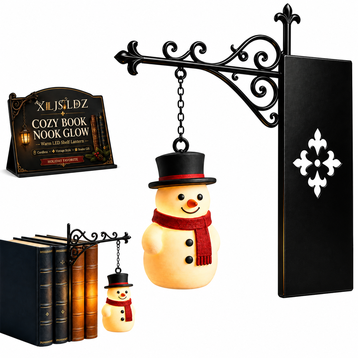 📚 Hanging‑Style Xmas Shelf Lamp, Santa / Reindeer / Snowman For Cozy Reading Nook Holiday Styling