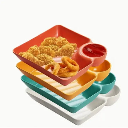 4pcs Divided Snack Plate Set