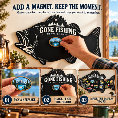 ⏳ Last Day 49% OFF – 🎣 Bass-Shaped Magnetic Fishing Memory Board | 3 Sizes for Lake Magnets, Fishing Trips & Keepsakes 🐟