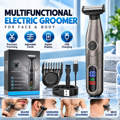 ⚡ 3-in-1 Electric Body Groomer – Adjustable Precision Trimmer for Face & Body