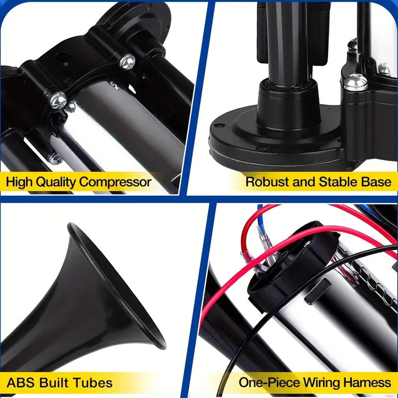 2026 Upgraded 12V 130DB High-Power Dual Air Car Horn Kit Set with Compressor