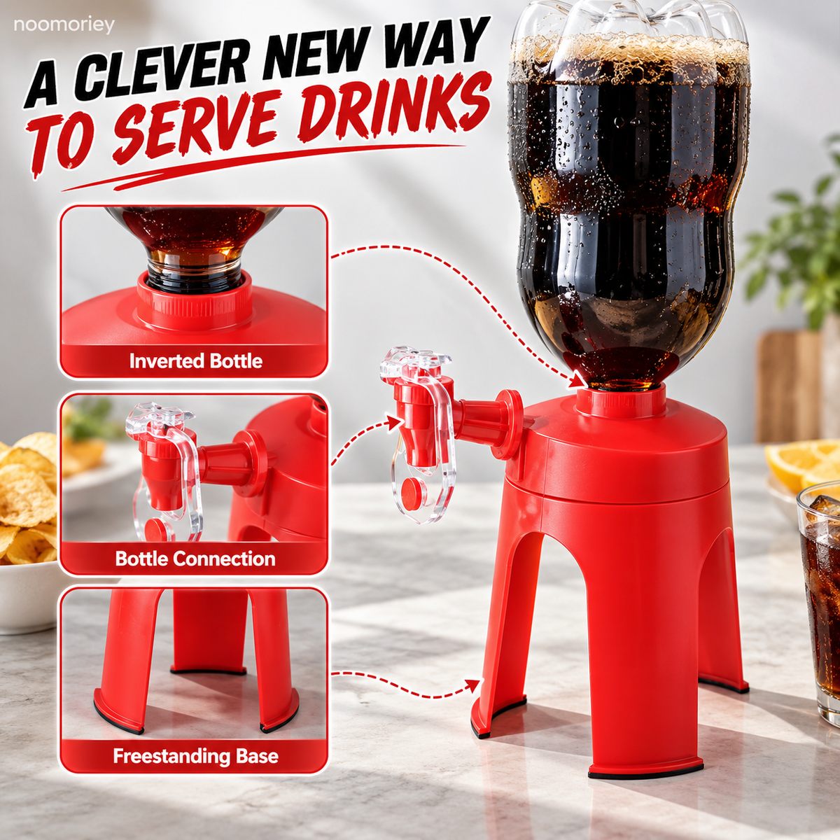 🥤🎉 FizzTap – Upside-Down Soda Bottle Dispenser with Easy-Press Tap