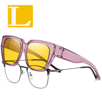 Polarized Fit Over Glasses Sunglasses for Women Men Trendy Square Wrap Around Shades UV400 Protection Lightweight & Durable