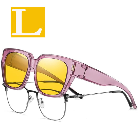 Polarized Fit Over Glasses Sunglasses for Women Men Trendy Square Wrap Around Shades UV400 Protection Lightweight & Durable