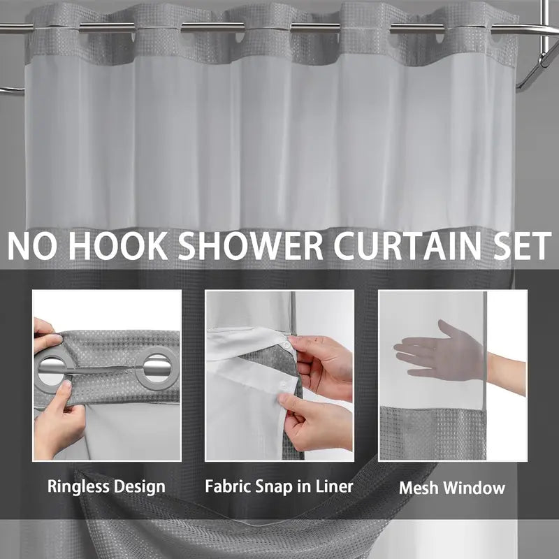 No Hook Shower Curtain