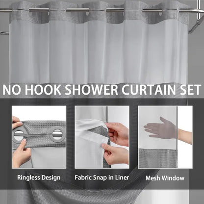 No Hook Shower Curtain