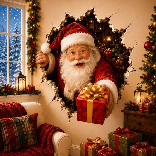 🔥Last Day 50% OFF-19.7'' Christmas Break-In 3D Wall Decal