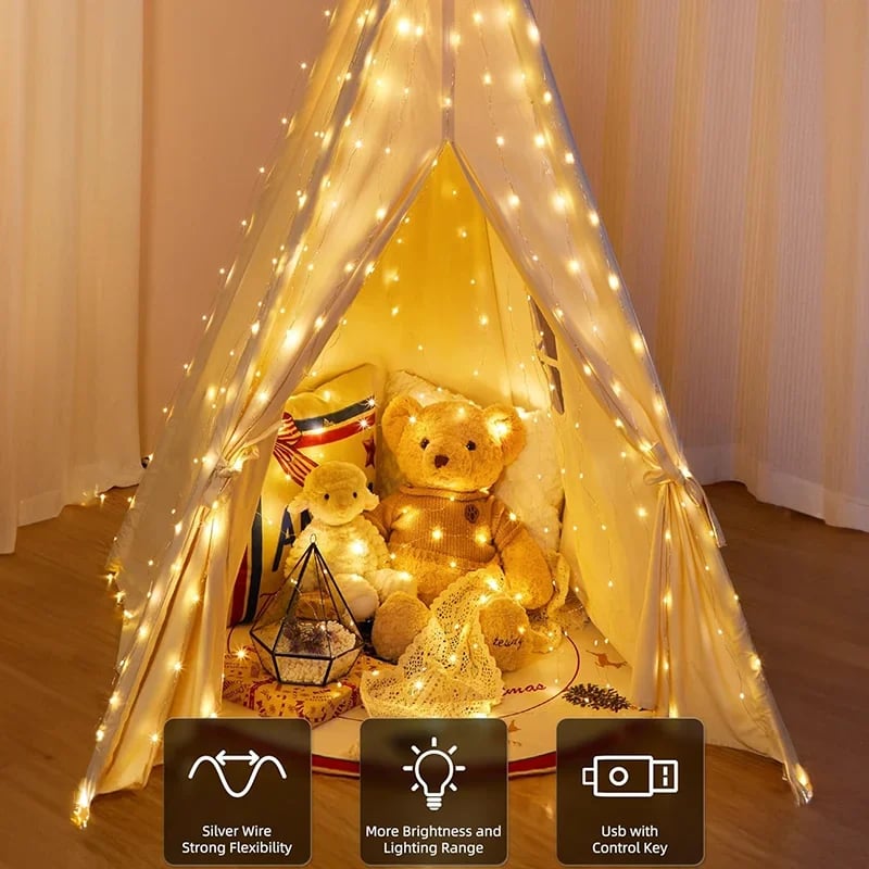 ✨ Remote Controlled LED Curtain Fairy Lights (Not Included Curtain) | 9.8×9.8ft