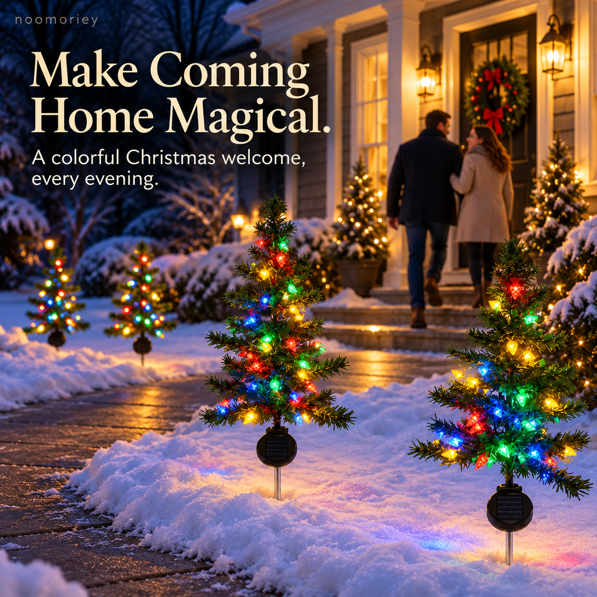 🎄4-Pack Solar Strawberry LED Christmas Pathway Lights, Multicolor✨
