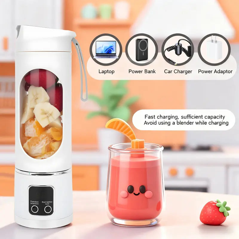 🥤 Portable USB Rechargeable Blender – Mini Smoothie Maker with Leak-Resistant Travel Cup for Gym, Travel & Everyday Use