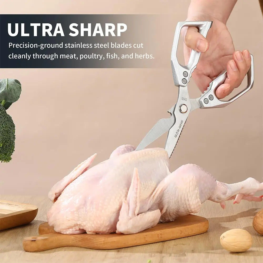 ✂️ Heavy-Duty Japanese Steel Kitchen Shears – All-Purpose Scissors for Meat, Poultry, Seafood & Herbs