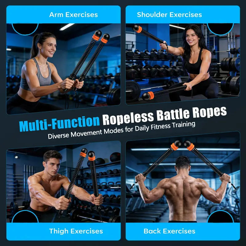 Cordless Battle Ropes with Adjustable Resistance Springs