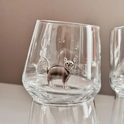 🐱 Handmade Murano-Style Cat Wine Glass – Whimsical Art Glass for Cat Lovers 🍷✨