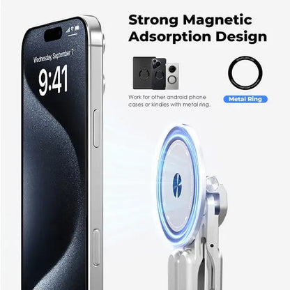📱💻 2-in-1 Magnetic Phone & Laptop Stand – Foldable Aluminum Alloy Desk Mount ✨