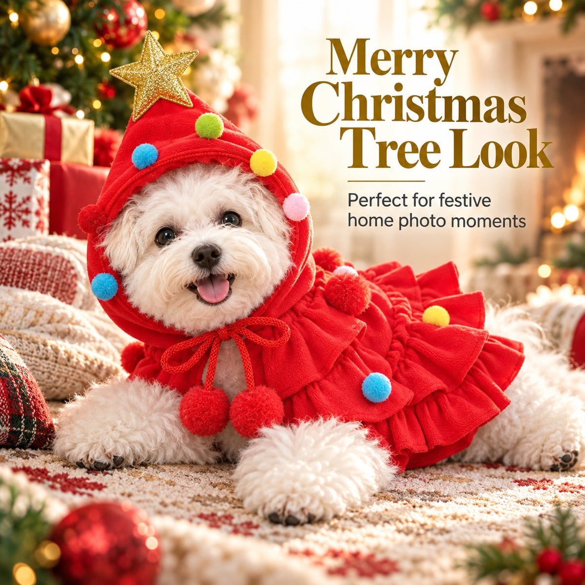 Lightweight Christmas pet cape