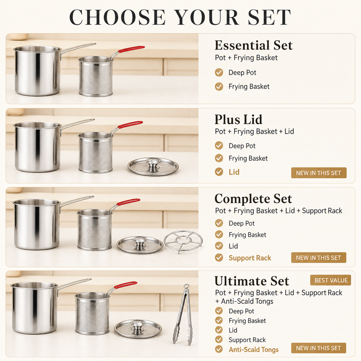⚡Stainless Steel Deep Fryer Set