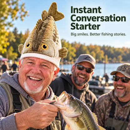 🐟🎣Funny Fish Head Hat—— The Hat That Turns Any Fishing Day Into the Group Photo