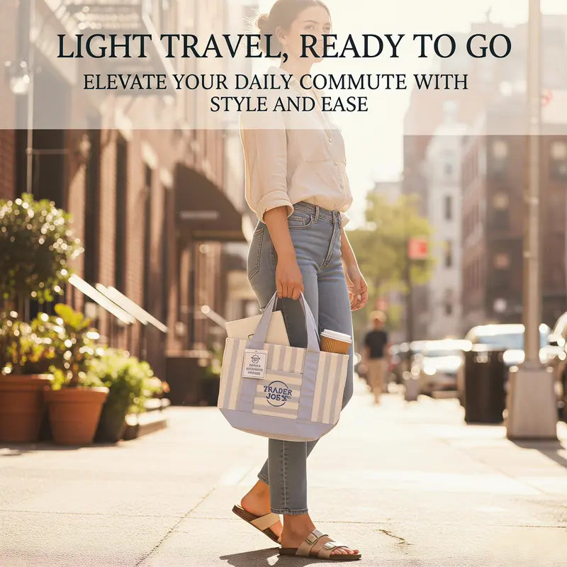 Mini Pastel Striped Canvas Tote Bag