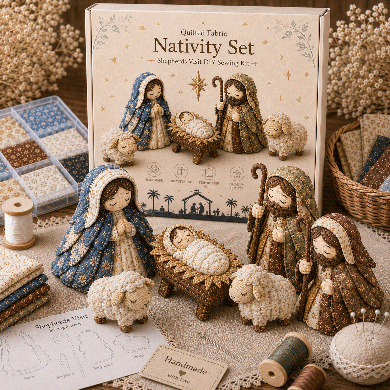 🔥LAST DAY 50% OFF -✨ DIY Patchwork Nativity Scene Sewing Kit (Beginner-Friendly)