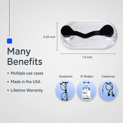 Magnetic Eyeglass Holder for Shirts - Strong Hold for Readers, Sunglasses & Safety Glasses