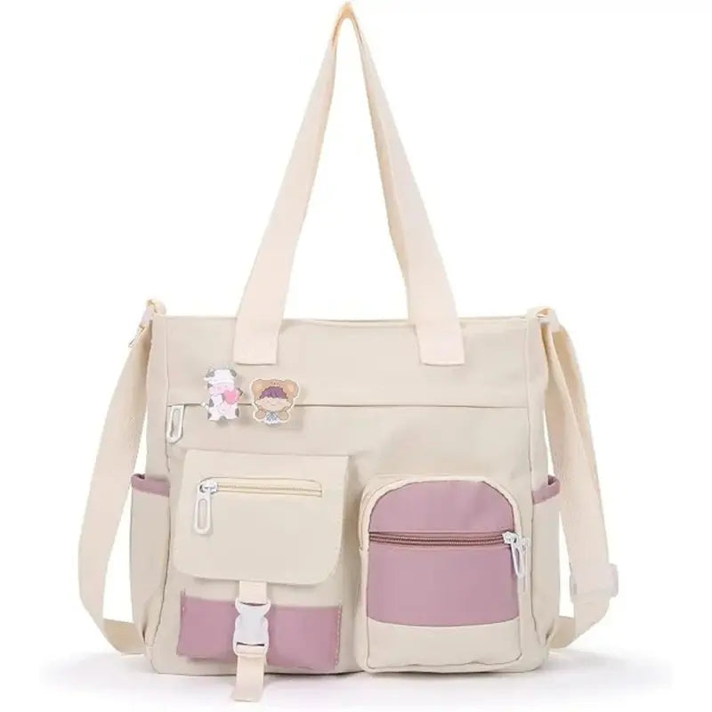 Canvas Tote Bag for Women, Multi Pocket Crossbody Shoulder Bag