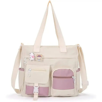 Canvas Tote Bag for Women, Multi Pocket Crossbody Shoulder Bag