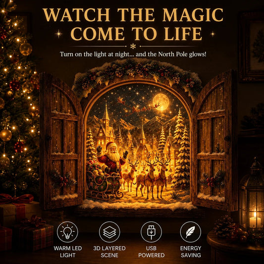 🎄Santa’s Secret Window Light – 3D Lighted North Pole Christmas Wall Decor!!!🎅