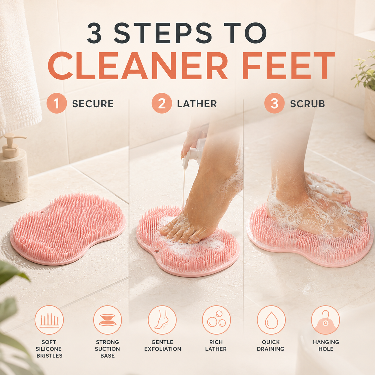 Shower Foot & Back Scrubber Massage Pad