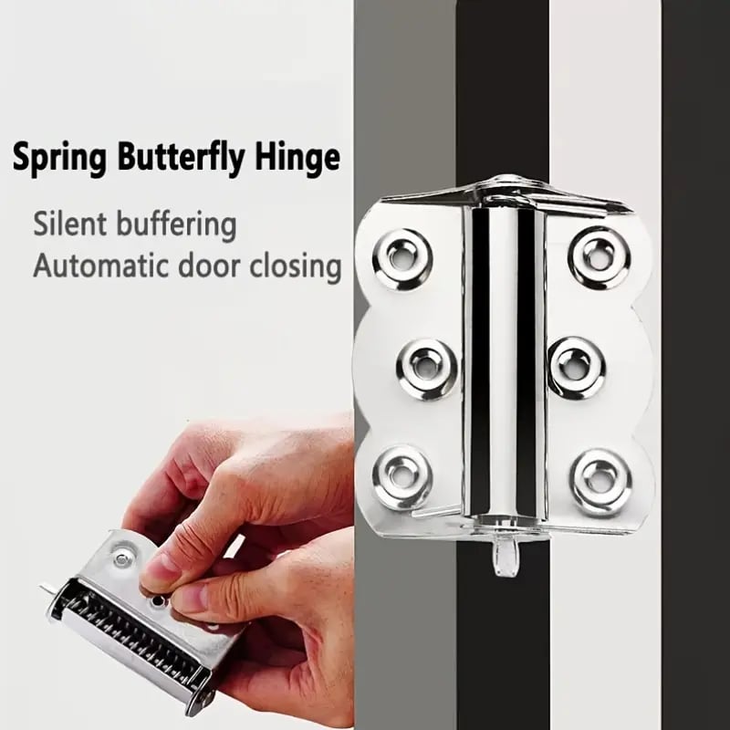 🔥LAST DAY 49% OFF - 🛠️🚪Stainless Steel Spring Butterfly Hinges, Self Closing Door Hinges