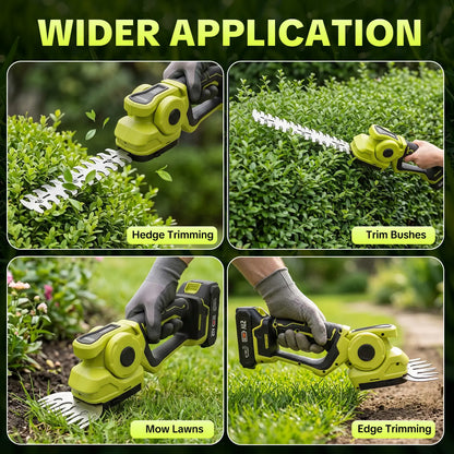 【FathersDayGift】Cordless 2-in-1 Grass Shear & Shrub Trimmer, Handheld Electric Hedge Trimmer