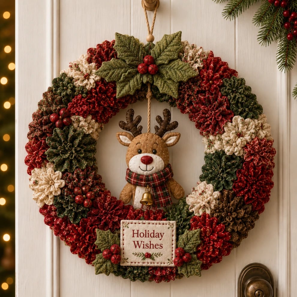 🔥 49% OFF Limited-Time Offer – 3D Fabric Poke Christmas Wreath DIY Kit 🎄🧵