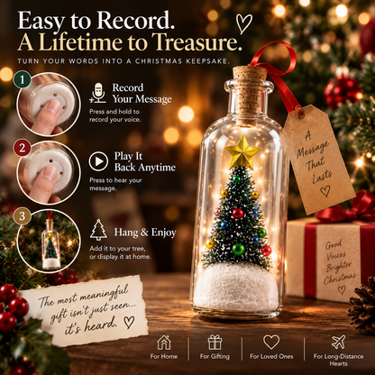 🎄Give Them Your Voice This Christmas – Recordable Message Bottle Ornament🎁