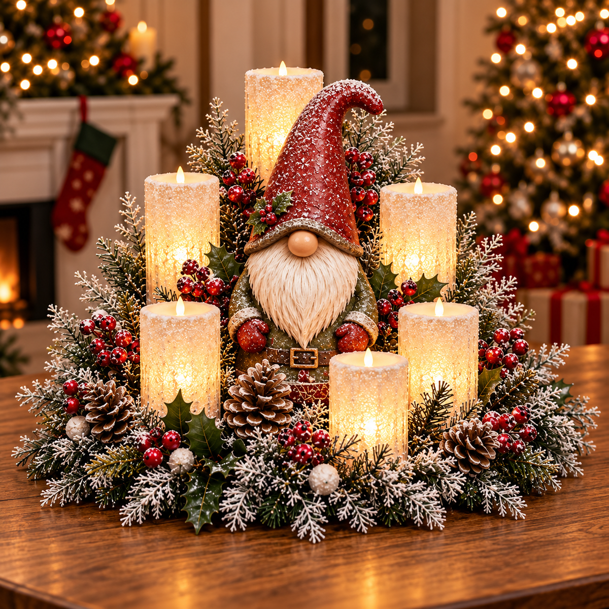 🎄 Christmas Reindeer Candle Centerpiece – Peace, Joy & Love Holiday Table Decor