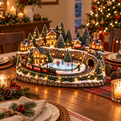🎁 LAST DAY 50% OFF 🎅 Animated Holiday Train & Ice Rink Scene ✨