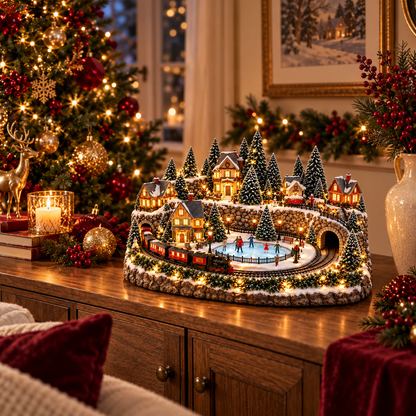 🔥Last day to save 49% –🎄 Animated Holiday Train & Ice Rink Scene