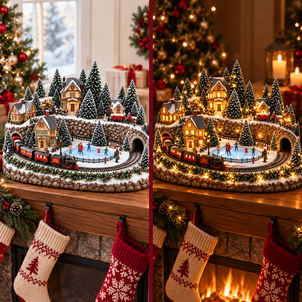 🎁 LAST DAY 50% OFF 🎅 Animated Holiday Train & Ice Rink Scene ✨