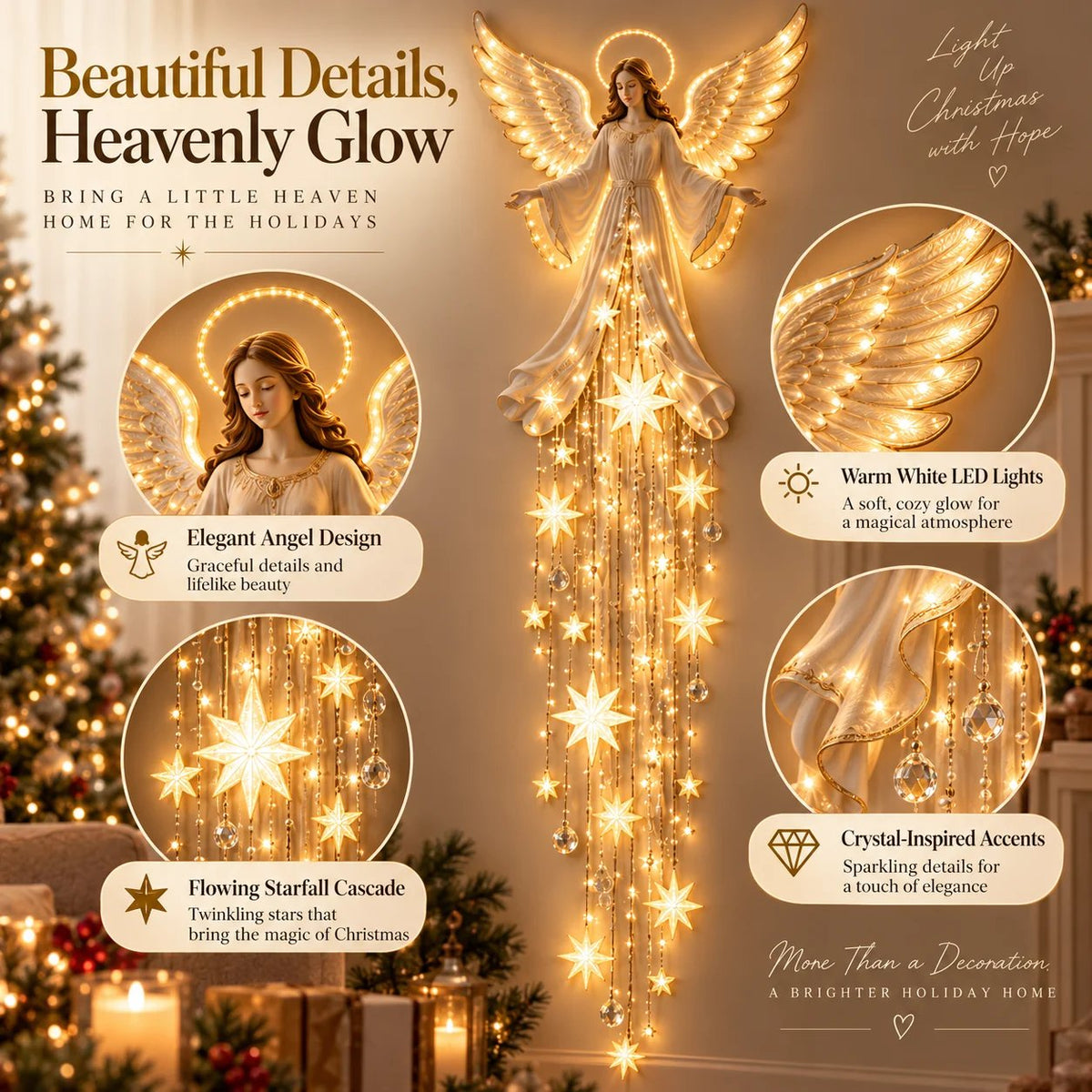 🔥🎁Angel Blessing Starfall Wall Light™ – Heavenly Christmas Wall Decor