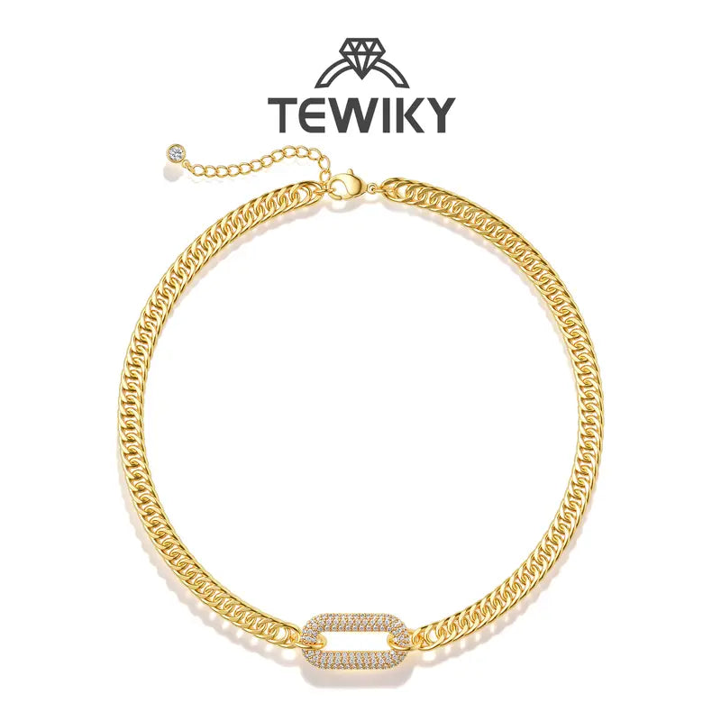 Cuban Link Chain Necklace with Zircon Clasp