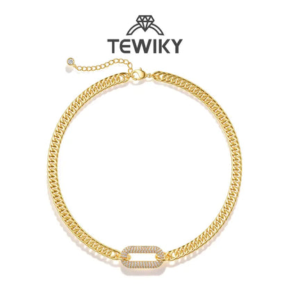 Cuban Link Chain Necklace with Zircon Clasp