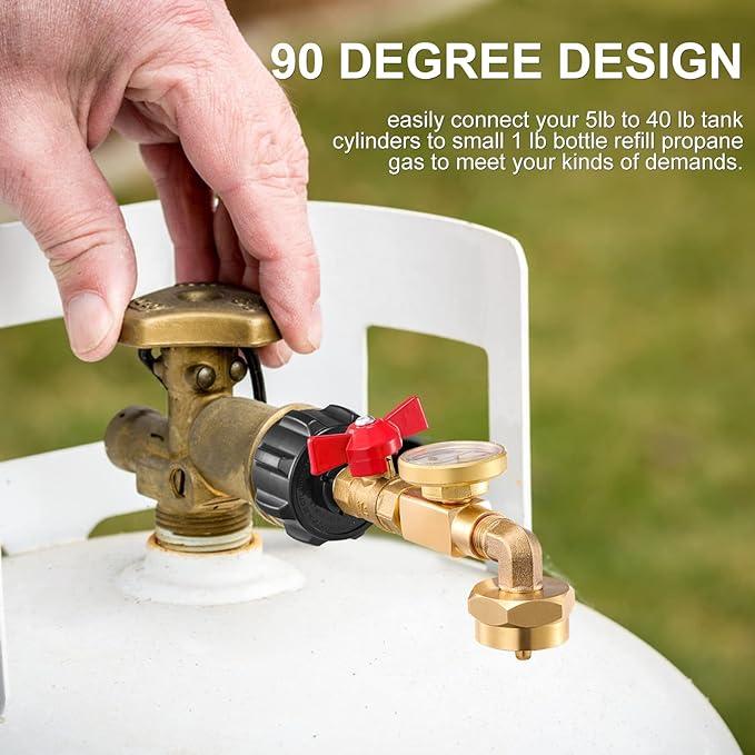 💥 Propane Refill Adapter with Valve & Gauge