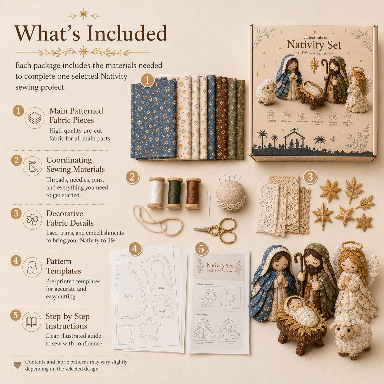 🔥LAST DAY 50% OFF -✨ DIY Patchwork Nativity Scene Sewing Kit (Beginner-Friendly)