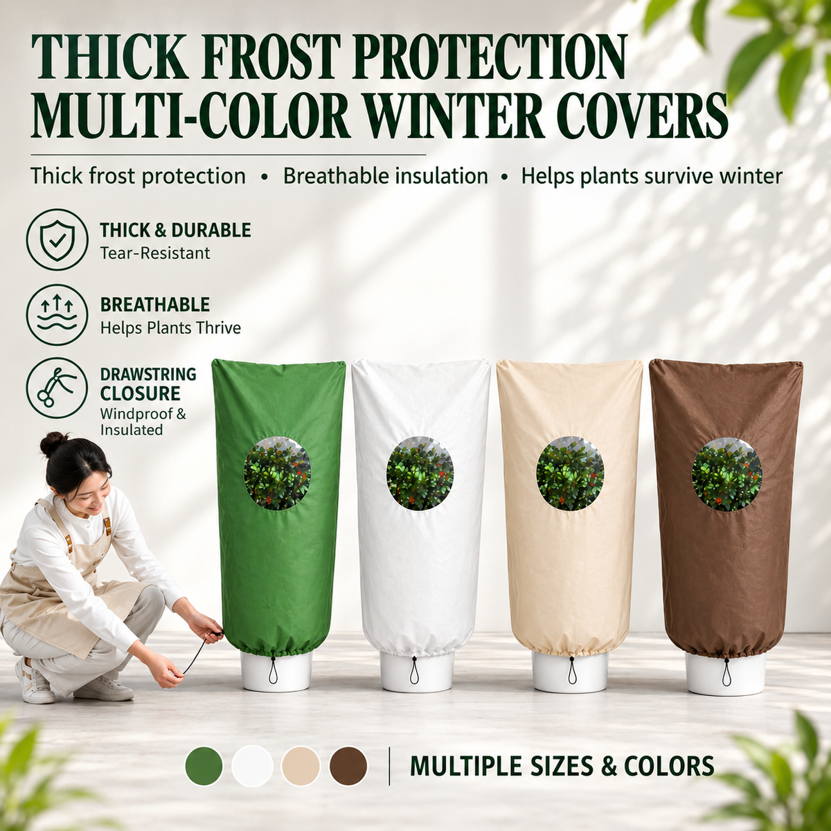 🌿 WINTER GARDEN ESSENTIAL | Plant Frost Protection Cover – Breathable Reusable Cover for Shrubs, Pots & Young Trees！！！